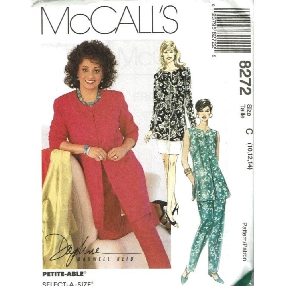 McCalls Sewing Pattern 8272 Jacket Vest Pants‎ Skirt Size 10-14 UNCUT
